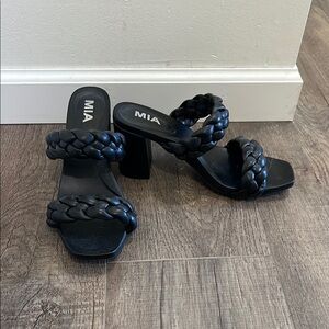 MIA Women's Black Braided Heeled Sandals